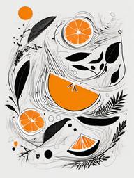 sketch of an orange  minimal rough sketch scribbles,doodles,black and white