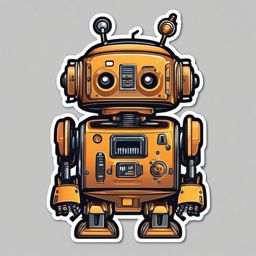 Cute Robot Friend sticker- Mechanical Joy Companion, , color sticker vector art