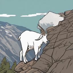 Mountain Goat cartoon - Mountain Goat scaling steep cliffs  