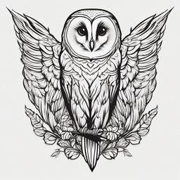 Barn Owl Tattoo Small - Keep it subtle and charming with a small yet detailed barn owl tattoo.  simple color tattoo,vector style,white background