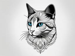 Best Cat Tattoo - Tattoo considered as the best representation of a cat design.  minimal color tattoo, white background