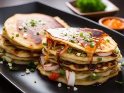 japanese okonomiyaki party - savory pancakes loaded with various ingredients, grilled to perfection. 