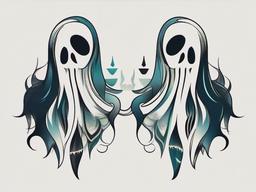 Ghost Matching Tattoos-Celebrating unity, shared connection to the supernatural and each other.  simple vector color tattoo