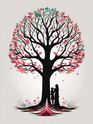 mom and daughter tree tattoo  simple vector color tattoo