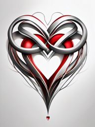 Infinity heart tattoo, Heart entwined with the infinity symbol, tribute to love's endless nature. , tattoo color art, clean white background