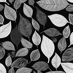 leaf clipart black and white - showcasing intricate details. 