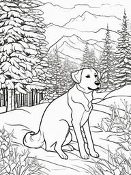 Dog in the Snow Coloring Pages - Pup Enjoying Winter Wonderland  minimal black outline printable sheet, coloring page