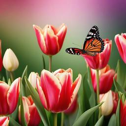 Butterfly Background Wallpaper - tulip butterfly flower wallpaper  