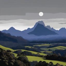 Mount warning Murwillumbah ranges in grey colors stylized in layers 