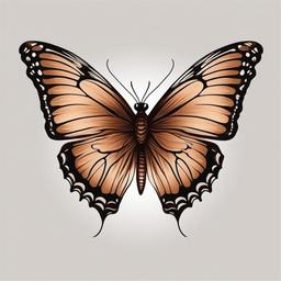 brown butterfly tattoo  simple color tattoo, minimal, white background