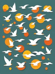 Flock of Geese Flying South Emoji Sticker - Migration under a crisp autumn sky, , sticker vector art, minimalist design