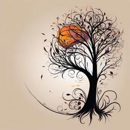 abstract tree tattoo  simple vector color tattoo