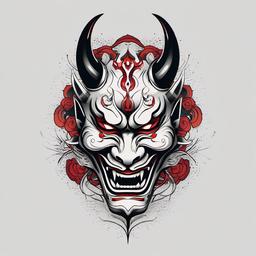 tattoo design hannya mask  simple color tattoo,white background,minimal