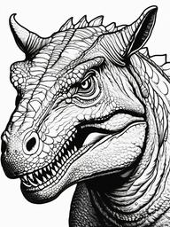 Carnotaurus Coloring Pages - Horned Carnivore  black outline printable coloring page