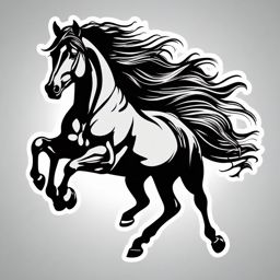 Horse Sticker - A galloping horse with flowing mane. ,vector color sticker art,minimal