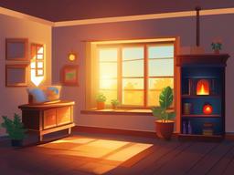 Sunlight clipart - sunlight glowing in a cozy room  