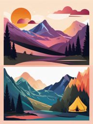 Mountain Sunrise Expedition clipart - Expedition to capture the sunrise, ,vector color clipart,minimal