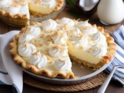 coconut cream pie with a creamy coconut filling and a flaky crust. 