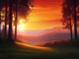 Sunset Wallpaper - Serene sunset over a quiet forest.  sunset background