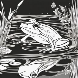 Frog Leaping in a Pond clipart - A frog leaping in a pond, ,vector color clipart,minimal