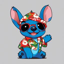 Stitch clipart - Stitch wearing a Hawaiian shirt and sunglasses  color,minimalist,vector clipart