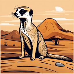 Meerkat clipart - Small, social mongoose in arid regions, ,color clipart vector style