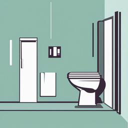 Toilet clipart - toilet with a sign indicating restroom  color,minimalist,vector clipart