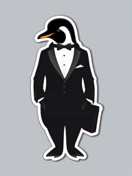 Penguin Sticker - A dapper penguin in a tuxedo. ,vector color sticker art,minimal