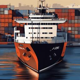 Boat clipart - cargo ship in a busy port  