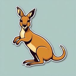 Kangaroo Sticker - A hopping kangaroo with a pouch, ,vector color sticker art,minimal