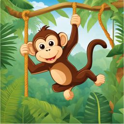monkey clipart transparent background - swinging through the jungle. 