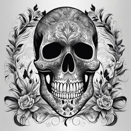 skull hand tattoo black and white design 