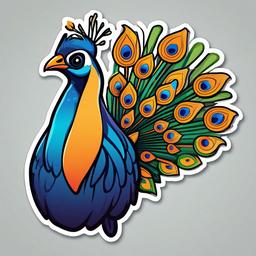 Peacock cartoon - colorful bird sometimes kept for its feathers  cartoon sticker style