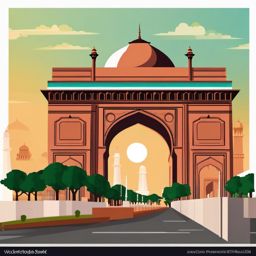 New Delhi clipart - India Gate and Jama Masjid in India,  color vector clipart