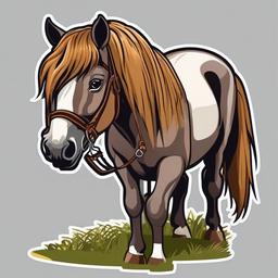 Dales Pony cartoon - strong pony used in farm work  cartoon sticker style