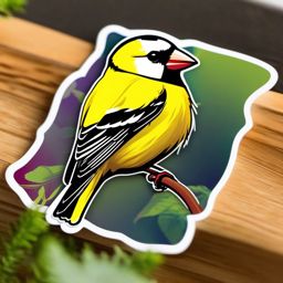 American Goldfinch Sticker - A bright American goldfinch with vibrant plumage, ,vector color sticker art,minimal