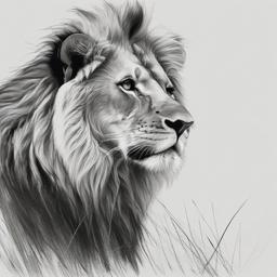 drawing of a lion in cliffside  minimal rough sketch scribbles,doodles,black and white