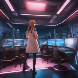 futaba sakura hacks into high-security systems from her futuristic hideout. 