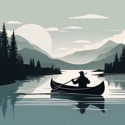 Mountain Serenity with Canoe clipart - Canoeing in mountain serenity, ,vector color clipart,minimal