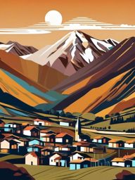 Tafi del Valle sticker- Mountain village in the Andes of Argentina, , sticker vector art, minimalist design