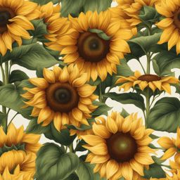 sunflower clipart: blooming in a rustic farmhouse garden. 