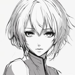 drawing of Rem anime  minimal rough sketch scribbles,doodles,black and white