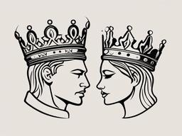King Queen Couple Tattoo - Symbolize your royal connection.  minimalist color tattoo, vector