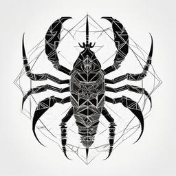 Geometric scorpion  ,tattoo design, white background