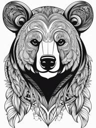 bear tattoo black and white design 