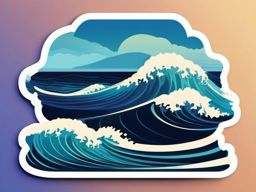 Water Wave Sticker - Ocean vibes, ,vector color sticker art,minimal