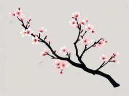 Japanese Cherry Blossom Branch Tattoo - Cherry blossom branch tattoo in Japanese style.  simple color tattoo,white background,minimal