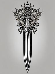 gothic dagger tattoo  simple vector color tattoo