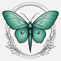 Luna Moth Tattoo Simple - Embrace simplicity with a Luna moth tattoo design that focuses on the essential features of this enchanting creature.  simple vector color tattoo, minimal, white background