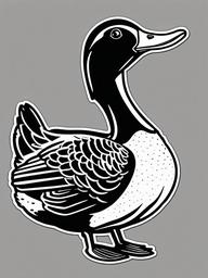 Ancona Duck cartoon - friendly, black-and-white spotted duck  cartoon sticker style